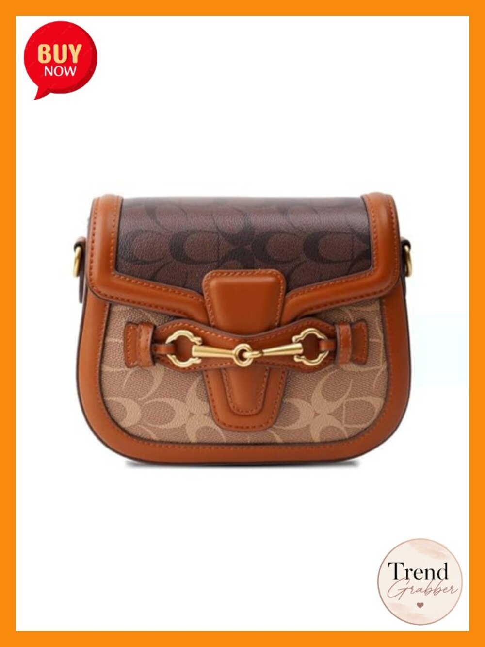 Faux Leather Golden Buckle Crossbody Bag Purse Shoulder Bag Lightweight